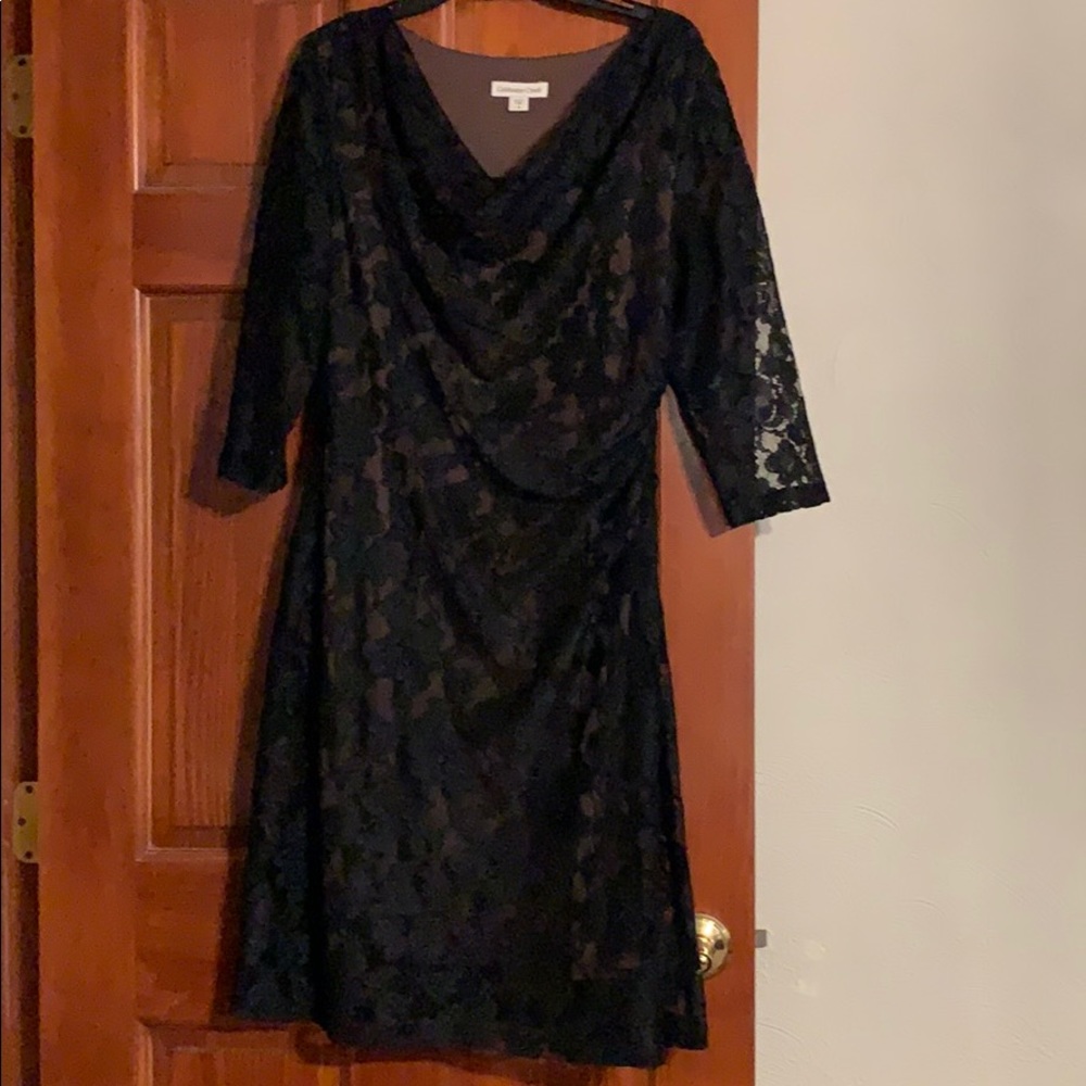 Black lace with brown underlay dress